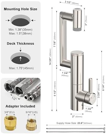 Lefton Rotatable Bathroom Faucet with Built-in Filter, Single Hole Sink Faucet with Temperature Display in Fahrenheit, 2 Water Modes, NSF Certified - Image 5
