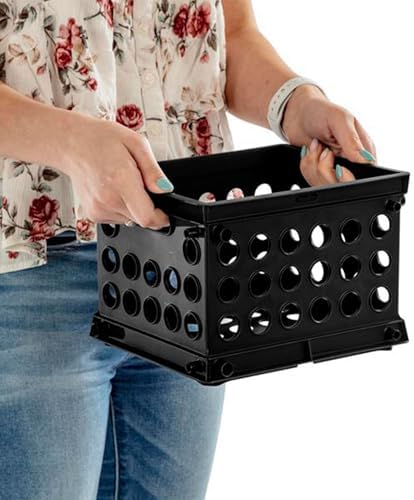 Sterilite Mini Crate, Stackable Storage Bin with Handles, Black, 36-Pack - Image 4