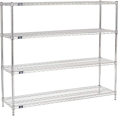Nexel 18" x 60" x 54", 4 Tier Adjustable Wire Shelving Unit, NSF Listed Commercial Storage Rack, Chrome Finish, leveling feet by Nexel