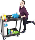 Stand Steady Tubstr 2 Shelf Utility Cart Supports Up to 250 lbs - Heavy-Duty Plastic Service Push Cart with Deep Shelves and 5" Casters, for Offices, Warehouse Storage, Garage (Black, 32 x 18 x 51) by StandSteady