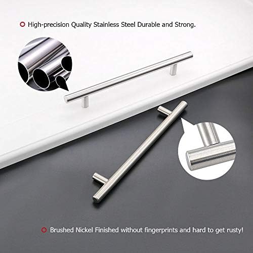 homdiy (25 Pack) Drawer Pulls Brushed Nickel Cabinet Pulls HD201SN Cabinet Hardware Euro Style Drawer Handles 6-1/4in Hole Centers Kitchen Cabinet Handles Cupboard Handles - Image 4