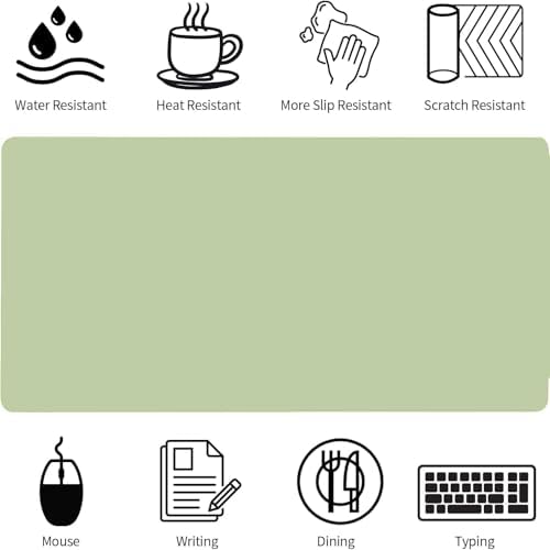 Bloss Green Desk Mat, Desk Matt for Desktop, Large Leather Desk Pad, Desk Pad Mat Waterproof, Computer Mat for Office Work/Home/Decor (31.5 x 15.7 Inches) - Image 4