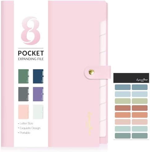 Sooez Elegant Accordion File Organizer, 8 Pocket Expanding File Folder by Sooez