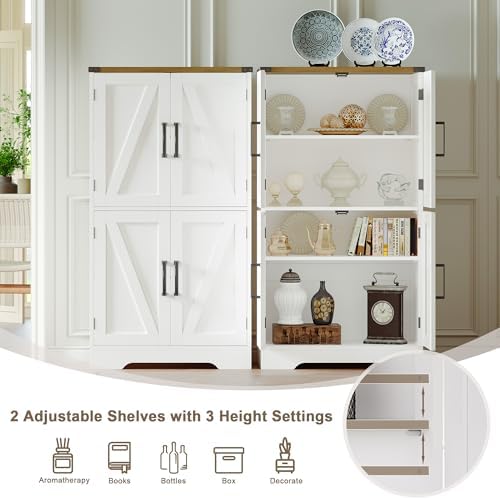 Treocho Farmhouse Bathroom Floor Cabinet with Adjustable Shelves - Image 5
