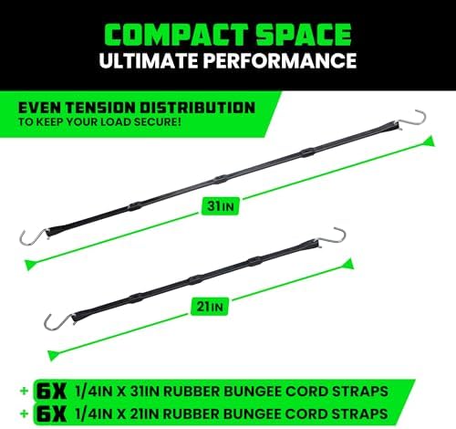 Rhino USA Rubber Bungee Cords with Hooks (12-Pack) - Heavy Duty Outdoor - Image 6