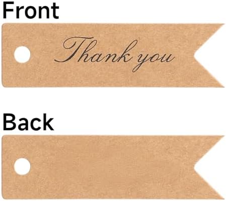 G2PLUS Mini Thank You Tags, 100PCS Small Gift Tags with String, Paper Hang Tag, Kraft Paper Gift Tag with Jute Twine for Arts and Crafts, Wedding, Christmas, Thanksgiving (Brown) - Image 3