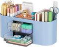 Marbrasse Desk Organizer Pen Holder for Desk with 3 Drawers, Multi-Functional Pencil Holder, Desk Organizers and Accessories with 7 Compartments for Home, School, Classroom(Blue) by Marbrasse