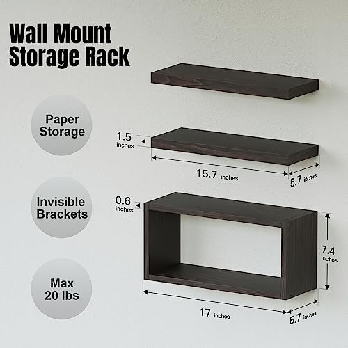 RICHER HOUSE 3-Set Walnut Floating Wall Shelves, Bathroom Shelf Over Toilet - Image 2