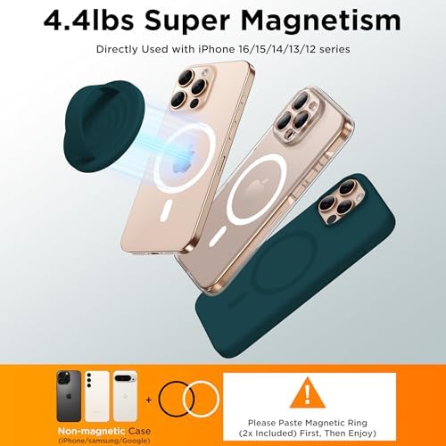 Magnetic Phone Grip for MagSafe, Silicone Ring Grip, Dark Green - Image 6