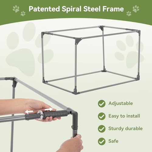 PETSFIT 36" Soft Portable Dog Crate – Patented Spiral Sturdy Frame, Collapsible Travel Kennel for Medium & Large Dogs, 3 Mesh Door, Lockable Zippers, Indoor & Car Use Green - Image 3