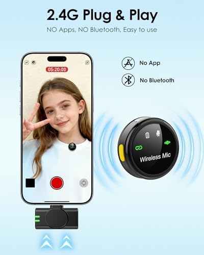 Wireless Lavalier Microphone for iPhone iPad Android Phone, Round Mini Mics - Image 3