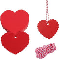 100 Pcs Red Gift Tags Valentine Heart Shaped Paper Tags Blank Heart Hanging DIY Labels Valentine's Gift Wrapping Tag with 33 Feet String for Valentine's Party by Ycfish
