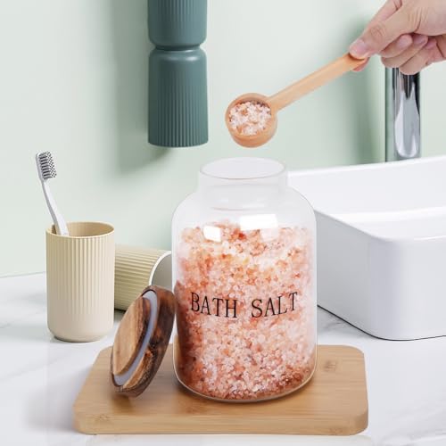 BKYFPQ 74 oz Bath Salt Container with Wooden Lid and Scoop - Image 6