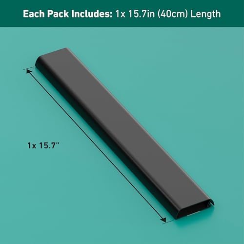 D-Line TV Wall Mount Cord Hider, Hide Mounted TV Cables, Wire Covers, Self Adhesive Cover for Cords, Paintable, Low Profile, Seamless Cable Raceway - 2.36in W x 0.59in H x 15.7in L - Black - Image 4
