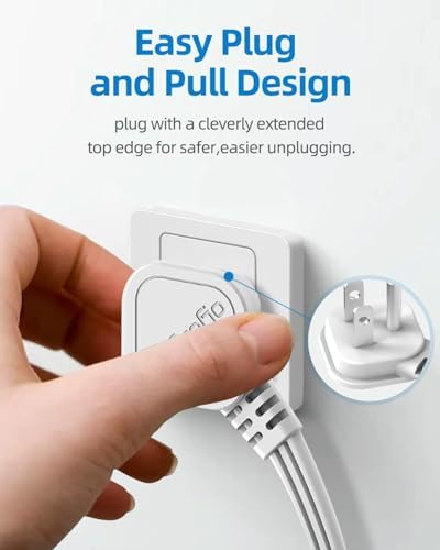TiFFCOFiO Flat Plug Indoor Extension Cord, 3 Prong Extension Cord, 1 Grounded Outlet for Home, Office and Travel, 16AWG 13A/1625W, ETL Listed (10 FT) - Image 2