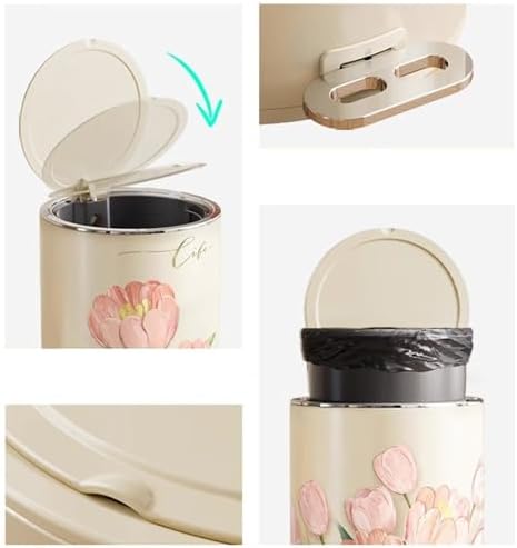 8/12 Liter Metal Smart Trash Can Round Step Pedal Soft Close Lid Inner Bucket Modern Creative Decor for Home Office Bathroom Small Size Eco Friendly Durable - Image 4