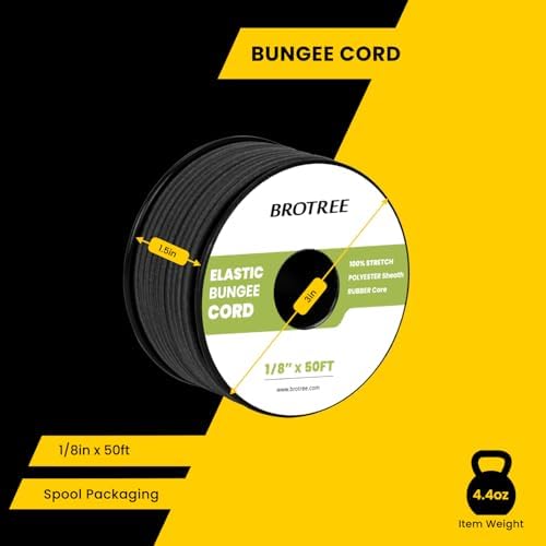 Brotree Bungee Cords 1/8" x 50ft Elastic Shock Cord 100% Stretch Cord - Image 2