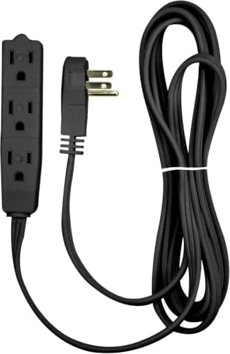 Flat Multiple Outlet Extension Cord 15 Ft for Indoor Use by Bindmaster- UL-Listed 3-Prong Multi Extension Wire- Space-Saving Flat Angled Extension Cord- Black 15 Pack by BindMaster