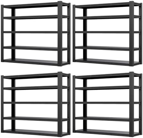 5-Tier Heavy Duty Garage Shelving, 5000LBS Capacity, 84" H x 62" W x 24" D, Boltless Adjustable Metal Storage Rack for Garage, Warehouse, Basement, Shop, Pantry, Black by Unknown