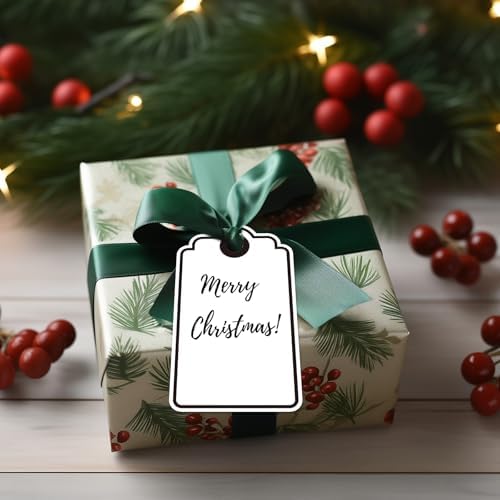 Anwyll Gift Tags with String - 100Pcs Black Gift Bag Tags Personalized White Blank Hanging Paper Label Tag for Baby Shower Birthday Party Wedding Christmas Favor Present - Image 4