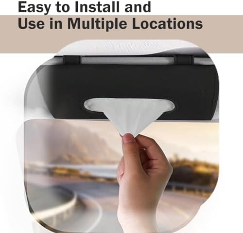 WZP Car Visor Tissue Holder, PU Leather Version Hanging Tissue Holder in Car, Slim Visor Mount Paper Napkin Organizer, Universal for Most Vehicles (Black) - Image 3