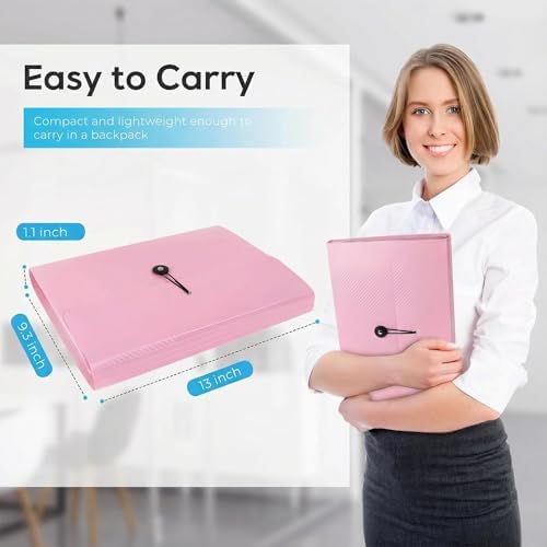 Accordion File Organizer, Accordion Folder for Sorting Documents and Papers, 13 Pockets Expanding File Storage Organizer for Hospital Bag Essentials, Home, Travel and Office Use (Pink) - Image 3