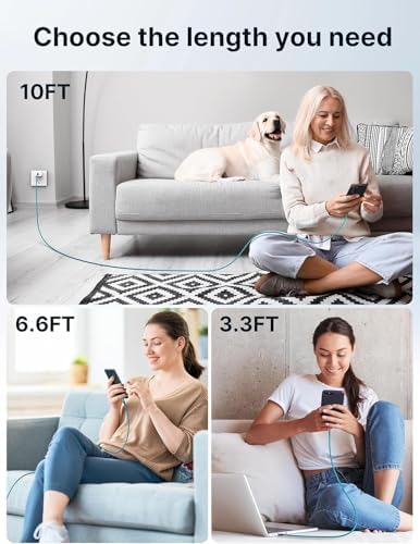 JSAUX USB to USB C Cable, USB C Cable for iPhone 17, 3-Pack (10+6.6+3.3FT) - Image 4