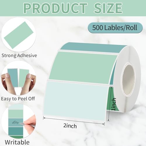 2''x1'' Green Direct Thermal Barcode Labels,Self-Adhesive Thermal Printer Stickers for Address Design DIY Logo Business - Image 2
