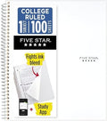 Five Star Spiral Notebook + Study App, 1 Subject, College Ruled Paper, 8-1/2" x 11", 100 Sheets, Fights Ink Bleed, Water Resistant Cover, White (72456) by FiveStar