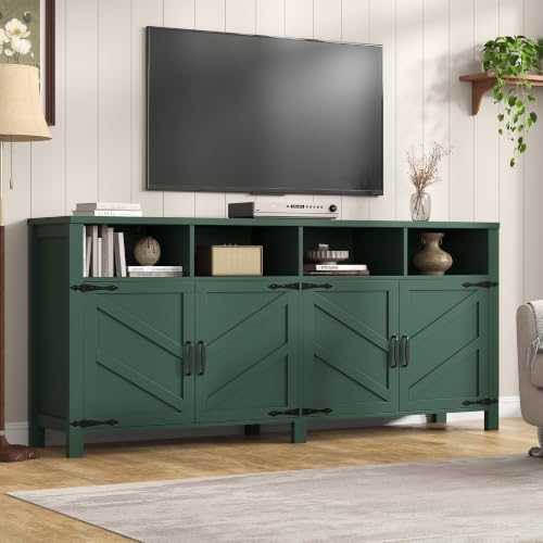 knoworld Buffet Sideboard with Storage Farmhouse, Large Kitchen Storage Cabinet Wood Coffee Bar Cabinet Buffet for Kitchen, Living Room, 63in, Green - Image 5