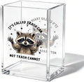Funny Raccoon Office Acrylic Cosmetic Pen Pencil Holder Cup, Trash Can Not Trash Cannot Cute Pencil Organizer, Unique Desk Accessories, Motivational Gifts for Women Men Coworker（A31） by Unknown