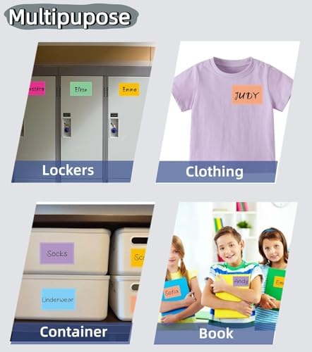 Waterproof Stickers Colorful Name Tags - 8 Colors Name Label Stickers with Pen for School, Classroom, Locker,Kitchen and Office - Image 5