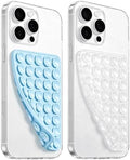 Anteel 2 Pack Silicone Suction Cup Phone Case Mount Double Sided, Hands-Free Silicon Phone Grip with Higher Suction Power for Selfies and Videos, Non Slip Phone Accessories (Translucent&Blue) by PKYAA