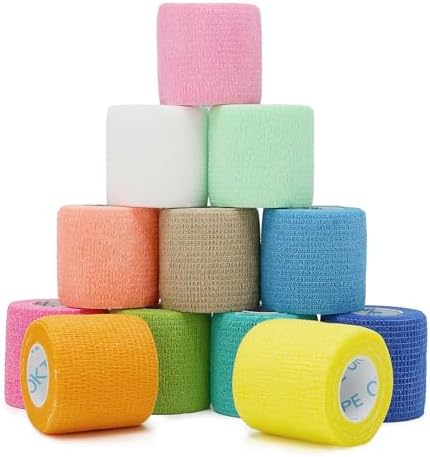 OK TAPE 12 Rolls Self Adhesive Bandage Wrap, Cohesive Elastic Athletic Tape by OKTAPE