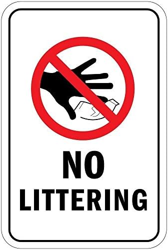 Warning Sign No Littering with Symbol Sign Business Sign 12X8 Inches Aluminum Metal Tin Sign by Eletina