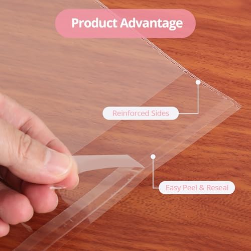 runzoos 70 Pcs Clear Self Sealing Cellophane Bags 9x12 Inches for Packaging Clothes, Resealable Poly Plastic Shirt Bags for Small Business, Plastic Sleeves for Magazine A4 Letter Size Artwork - Image 4