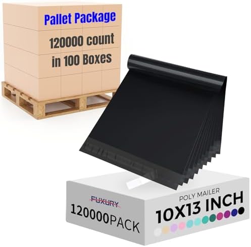Fuxury 120000pcs 10x13" Poly Mailers Pallet,Black Shipping Bags for Clothes by Fuxury