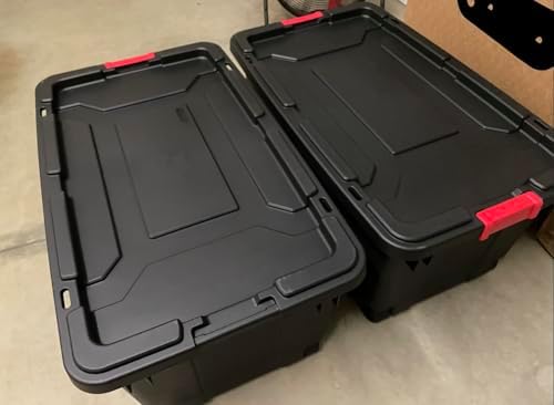 Set of 2 Black 40 Gallon Industrial Tote Plastic Bins with Wheels - Convenient Storage Solution - Image 2