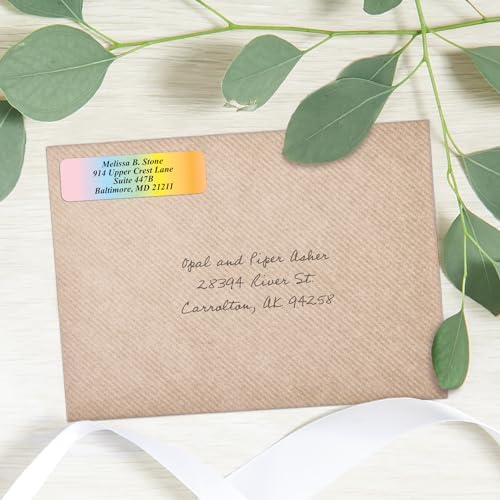 Cascading Rainbow Personalized Return Address Labels Without Dispenser - Roll of 500 Custom Stickers - Image 3