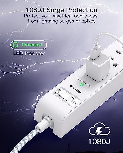 2 Pack Extension Cord 10FT Power Strips with Surge Protection - Image 5