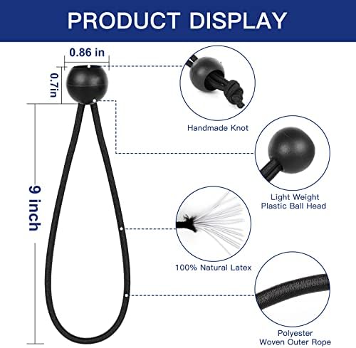 9 Inch Ball Bungee Cords, 100 pcs Bungie Cord Balls Tarp Tie Bungee Balls Tie for Canopy, Camping Tarp, Shelter,Cargo,Tent Poles- UV Resistant - Image 6