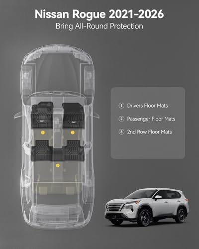 3W Floor Mats for Nissan Rogue 2026 2025 2024 2023 2022 2021 (NOT Sport) - Image 2