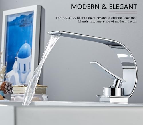 becola Chrome Bathroom Sink Faucet, Low Arc Modern Bathroom Faucet, Brass Single Hole Vanity Sink Faucet, Touch On Single Handle Basin Faucet Tap with 3/8” Hot and Cold Water Supply - Chrome - Image 2
