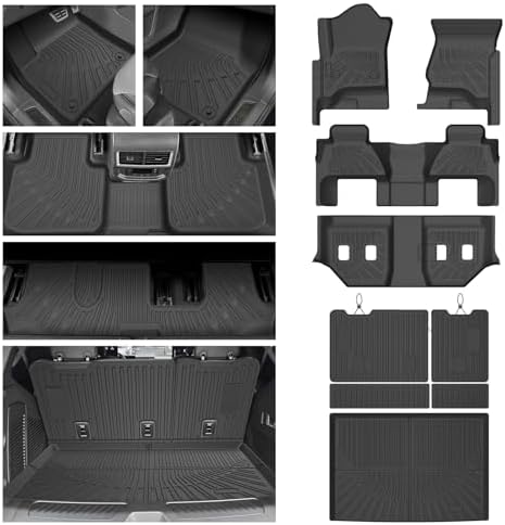 Floor Mats for 2015-2020 Chevy/Chevrolet Suburban & GMC Yukon XL 8 Seats, All Weather Cargo Liner for Suburban Accessories, Heavy Duty TPE Cargo Mats, Car Accessories by cartist