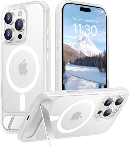 Temdan Magnetic Compatible with iPhone 16 Pro Case, [Built-in Invisible Kickstand][Compatible with MagSafe][Military Grade Shockproof] Slim Translucent Matte Phone Case for iPhone 16 Pro 6.3" by Temdan