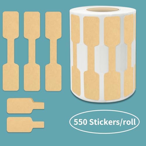 550 Pcs Jewelry Tags Roll for Necklace Earring Price Identify,Self Adhesive Kraft Blank Dumbbell Jewelry Stickers Labels for Bracelet, Ring, Clothing Display （Kraft） - Image 3