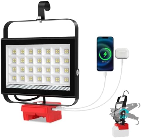 T-SUN 100W LED Work Light Compatible with Milwaukee 18V Battery by T-SUN