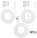HBN Indoor Extension Cord, 6ft 3 Pack, White, 3 Outlets with Safety Cap Included, 2 Prong Polarized Plug, Perfect for Homes, Offices, and Kitchens by HBN