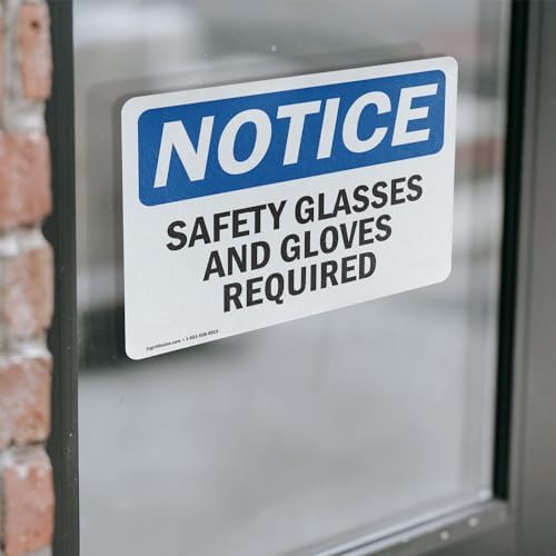 (2 Pack) Safety Glasses And Gloves Required OSHA Notice Sign 14 Inch X 10 Inch Vinyl Label Decal Sticker Weather Resistant, UV Protected for Workplace, Business, and Construction Site, Made in the USA - Image 4