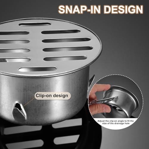 PATIKIL Floor Drain Cover 7" x 6" (160 Flat Mouth), 2 Pcs 304 Stainless Steel Round Anti Blocking Snap-in Drain Strainers for Outdoor Bathroom Kitchen Washroom Landscaped, Silver - Image 3